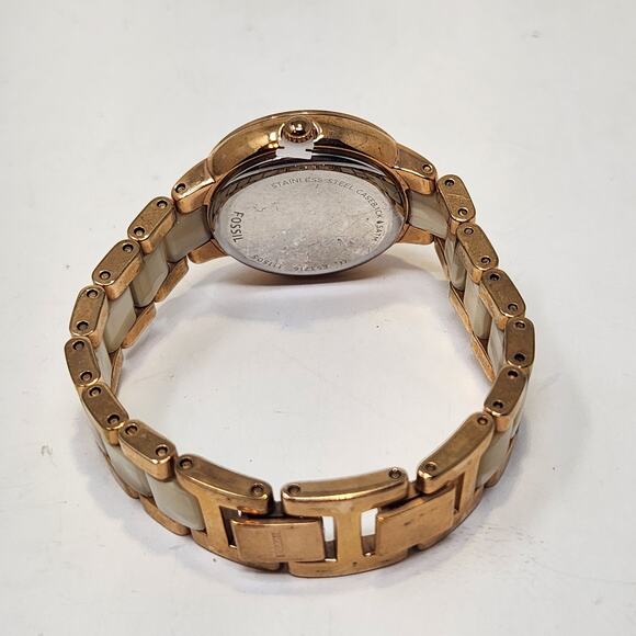 Fossil ES3716 Virginia Rose Gold Tone Cream Acetate Womens Watch 30mm Classic - Picture 6 of 9